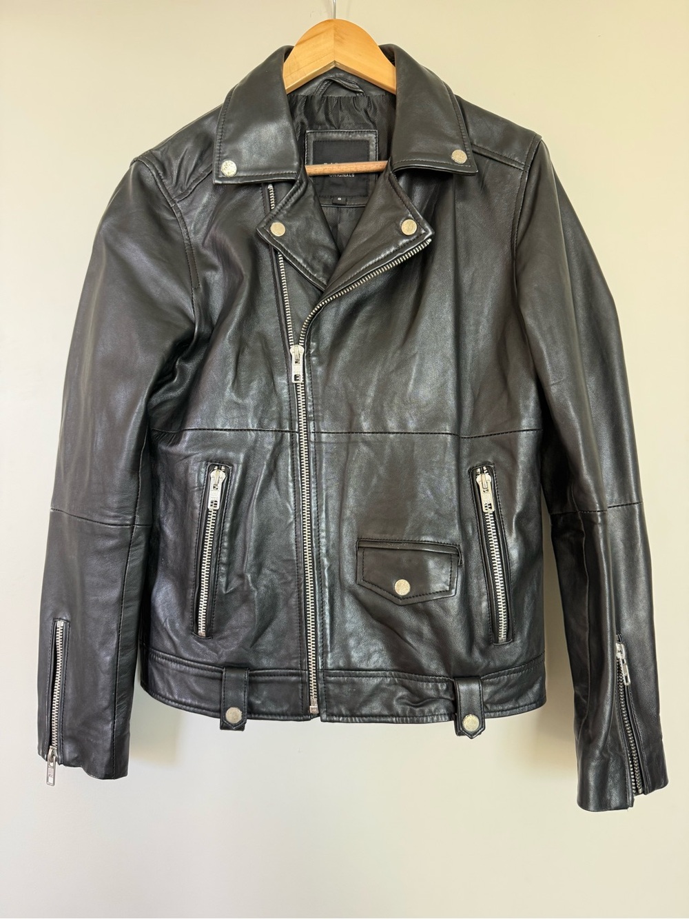 Barneys New York Black Leather Bomber Jacket